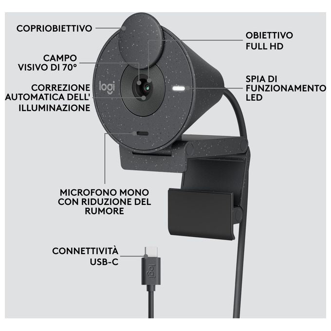 Logitech Brio 300 Webcam 2 MP 1920x1080 Pixel USB-C Grafite