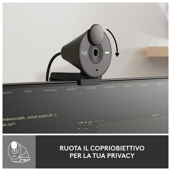Logitech Brio 300 Webcam 2 MP 1920x1080 Pixel USB-C Grafite