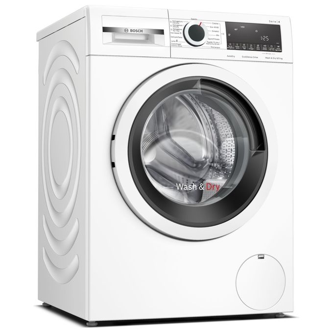 Bosch Serie 4 WNA144V0IT Lavasciuga a libera installazione  9+5 Kg 1400 giri Classe B-E Vapore Iron Assist Motore Inverter EcoSilence Condensatore autopulente Bianco