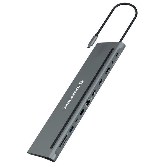 Conceptronic DONN17G Replicatore di Porte e Docking Station per Notebook Cablato USB 3.2 Gen 1 Type-C Grigio