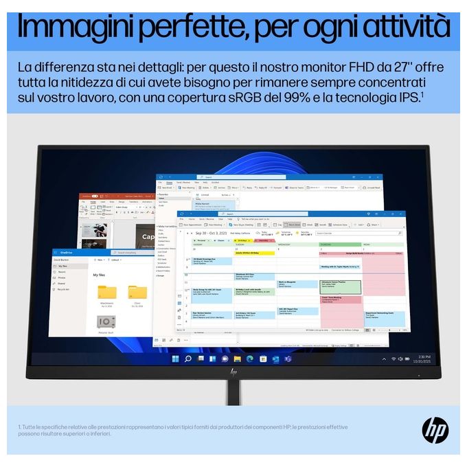 HP E27 G5 Monitor Pc 27'' 1920x1080 Pixel Full Hd Led Nero