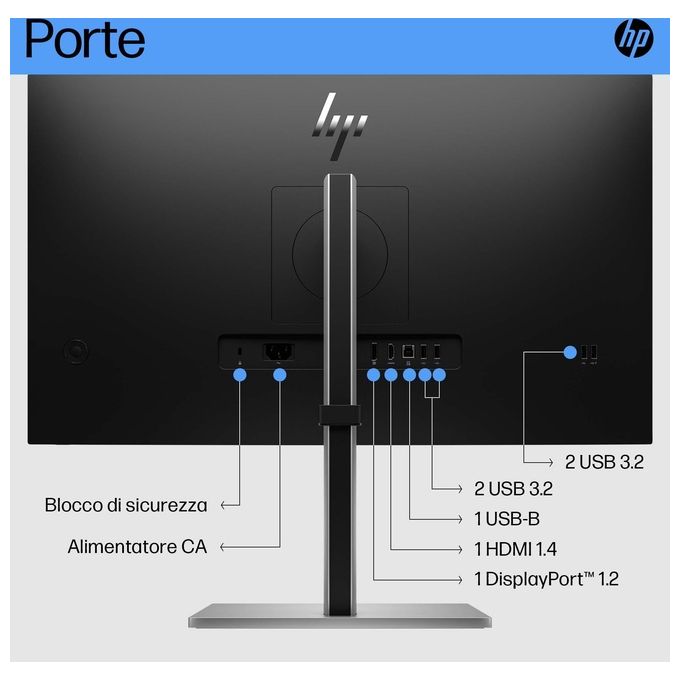 HP E27 G5 Monitor Pc 27'' 1920x1080 Pixel Full Hd Led Nero