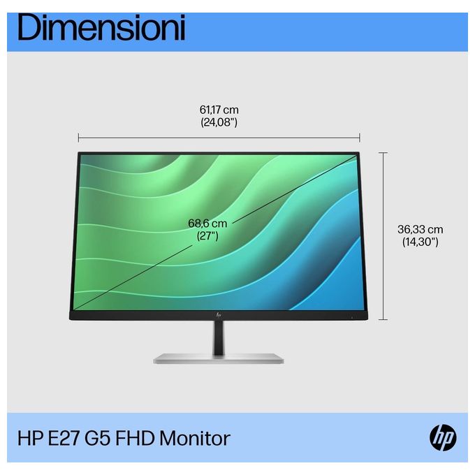 HP E27 G5 Monitor Pc 27'' 1920x1080 Pixel Full Hd Led Nero