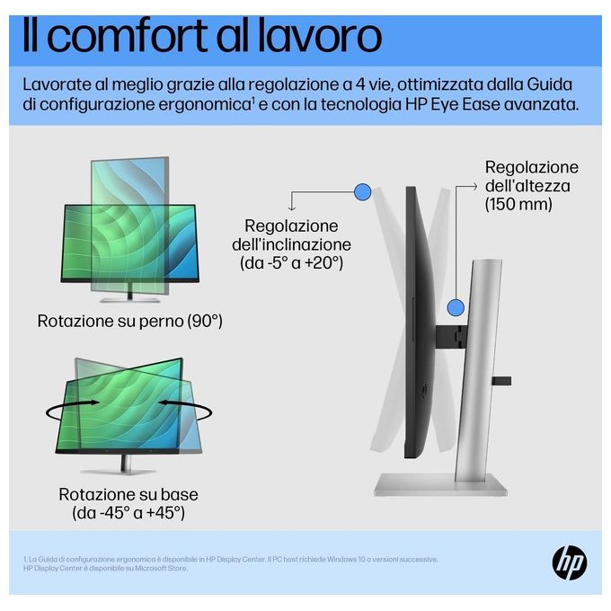 HP E27 G5 Monitor Pc 27'' 1920x1080 Pixel Full Hd Led Nero