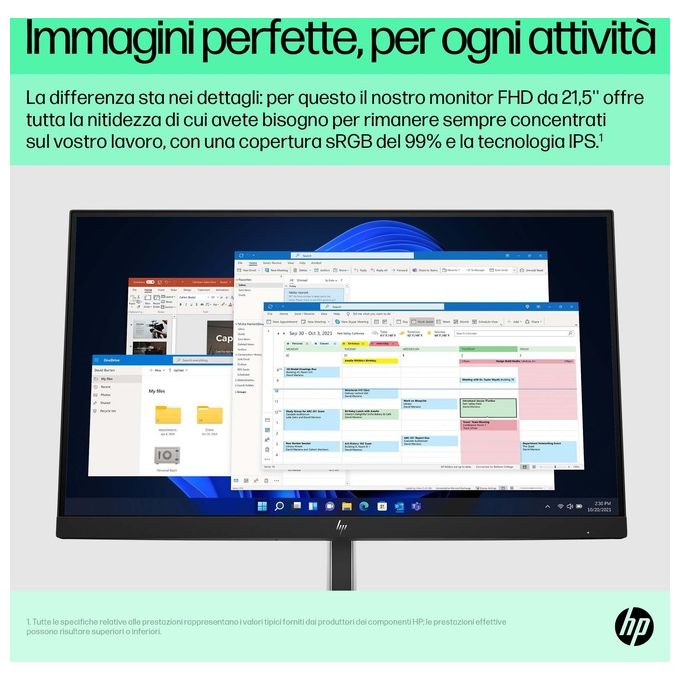 HP E-Series E22 G5 Monitor PC 21.5'' 1920x1080 Pixel Full HD LED Nero-Argento