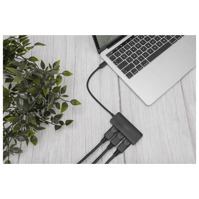 Digitus Splitter Video 8K 3 Porte da USB-C a 3X DP MST Nero