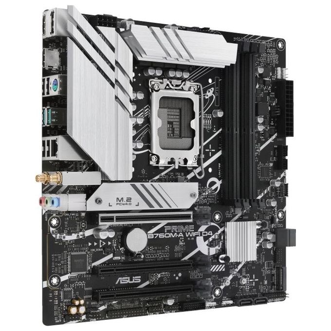 ASUS PRIME B760M-A WIFI D4 Scheda madre Intel B760 (LGA 1700) mATX, PCIe 4.0, 2 slot M.2, 2.5Gb Ethernet, Wi-Fi 6, DisplayPort, Dual HDMI, SATA 6 Gbps, USB 3.2 Gen 2 e Gen 1 Type-C, Aura Sync