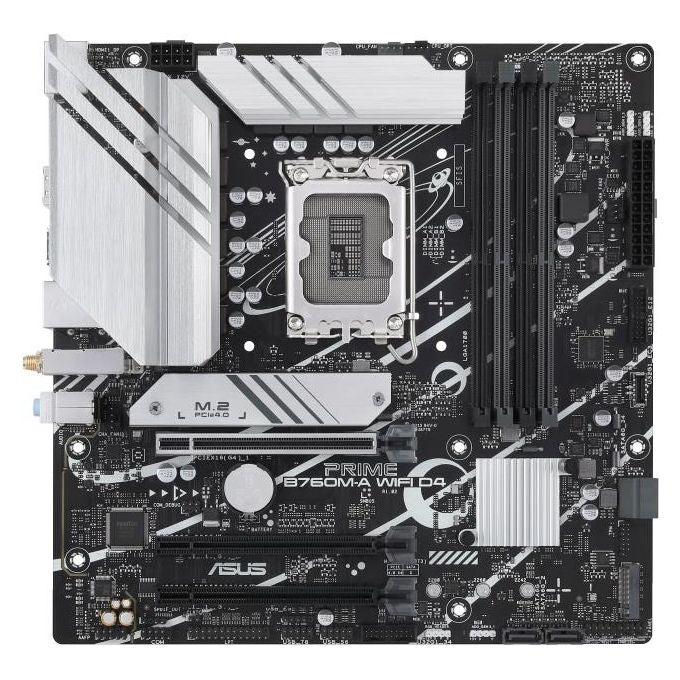 ASUS PRIME B760M-A WIFI D4 Scheda madre Intel B760 (LGA 1700) mATX, PCIe 4.0, 2 slot M.2, 2.5Gb Ethernet, Wi-Fi 6, DisplayPort, Dual HDMI, SATA 6 Gbps, USB 3.2 Gen 2 e Gen 1 Type-C, Aura Sync