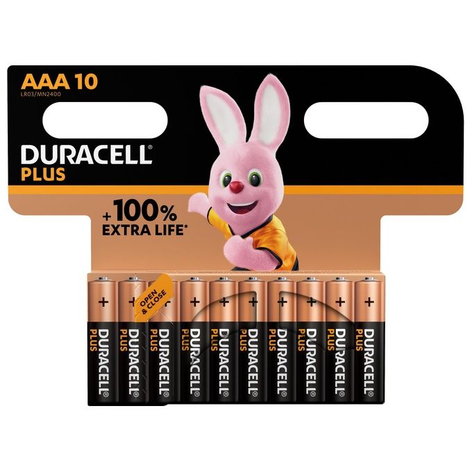 Duracell Plus Batteria Monouso Mini Stilo AAA Alcalino Blister 10 Pz. Economy pack