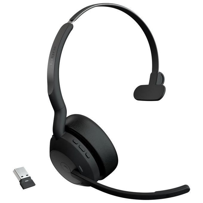 JABRA Evolve2 55 Auricolare Wireless a Padiglione per Ufficio con Tecnologia Bluetooth di Alta Qualita'