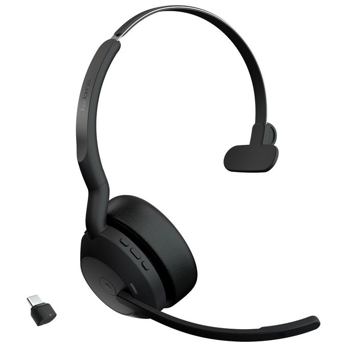 Jabra Evolve2 55 Auricolare Wireless a Padiglione per Ufficio con Bluetooth Nero per Comunicazioni Chiare e Comfort prolungato