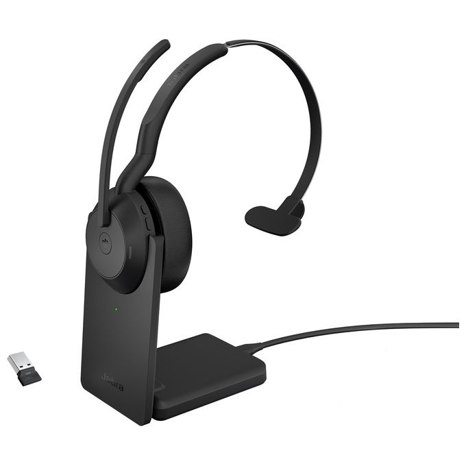 Jabra Evolve2 55 Auricolare con Cavo e Senza Cavo a Padiglione Ufficio Bluetooth Base di Ricarica Nero