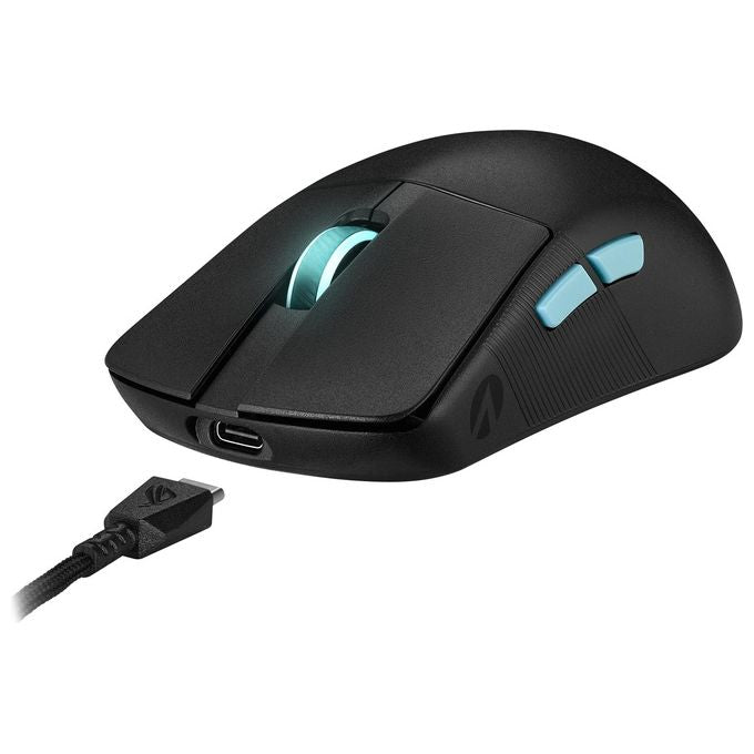 ASUS ROG Harpe Ace Aim Lab Edition Mouse Gaming, Super Leggero, 36000 dpi, Wireless 2.4 GHz, Bluetooth, Bassa Latenza, USB, Batteria a Lunga Durata, Illuminazione RGB Aura Sync