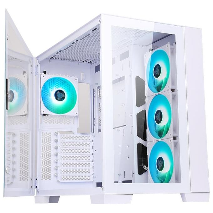Itek DARK CAVE Case Gaming Tower ATX 4x12cm ARGB Fan 2xUsb 3.0 Type-C Side e Front Panel Temp Glass White Edition