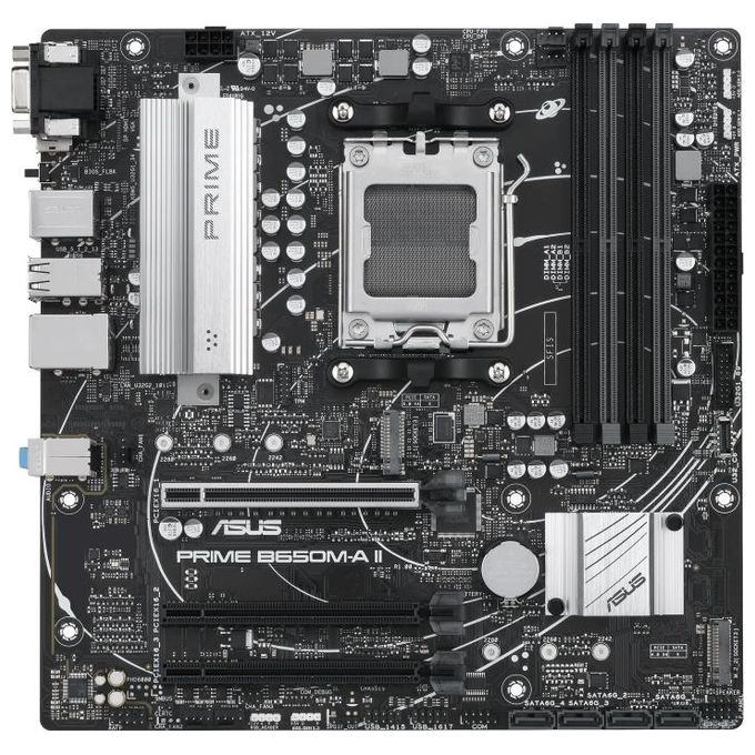 ASUS PRIME B650M-A II-CSM Scheda madre AMD Micro ATX DDR5 Socket AM5 4 SATA 6Gb-s 2 slot M.2 Ethernet Realtek 2.5G DisplayPort HDMI USB 3.2 Gen 2 e Type-C Aura Sync