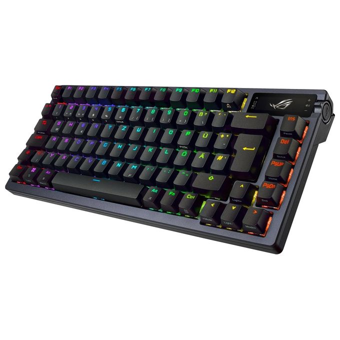 ASUS ROG Azoth Tastiera da Gaming Personalizzabile Wireless, 75 Tasti, Display OLED, Switch ROG NX Rossi Sostituibili, Stabilizzatori Tastiera, Copritasti PBT, Illuminazione RGB, Layout Italia, Nero