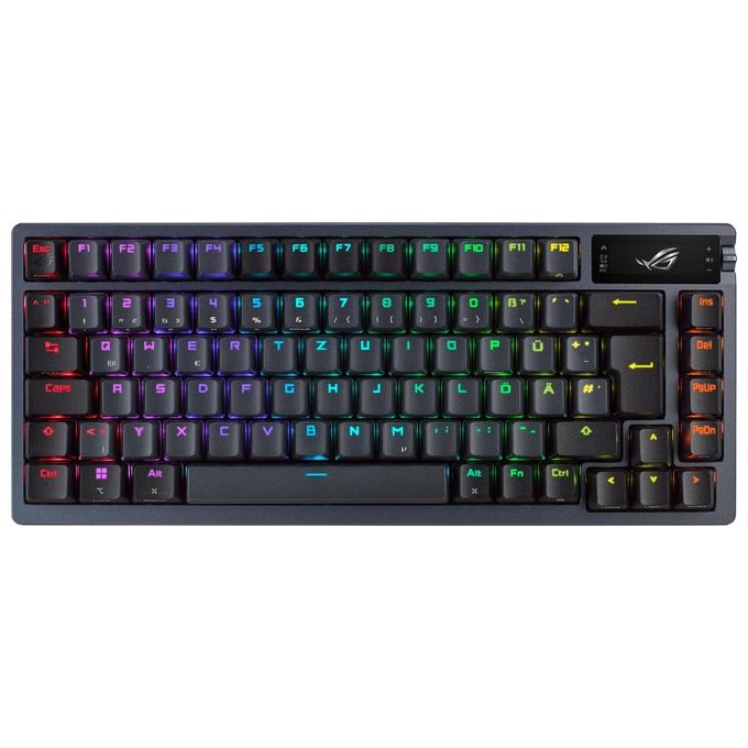 ASUS ROG Azoth Tastiera da Gaming Personalizzabile Wireless, 75 Tasti, Display OLED, Switch ROG NX Rossi Sostituibili, Stabilizzatori Tastiera, Copritasti PBT, Illuminazione RGB, Layout Italia, Nero