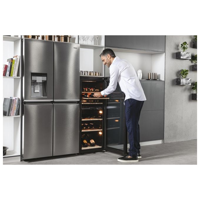 Haier Wine Bank 50 Serie 7 HWS77GDAU1 Cantinetta Vino con Compressore Libera Installazione Nero 77 Bottiglie