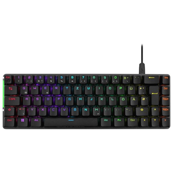 ASUS ROG Falchion Ace Tastiera Meccanica da Gaming, Illuminazione RGB, Switch ROG NX Rossi, Stabilizzatori Tastiera, Foam Insonorizzato, Tasti in PBT, Cablato con KVM, Layout Italia, Nero