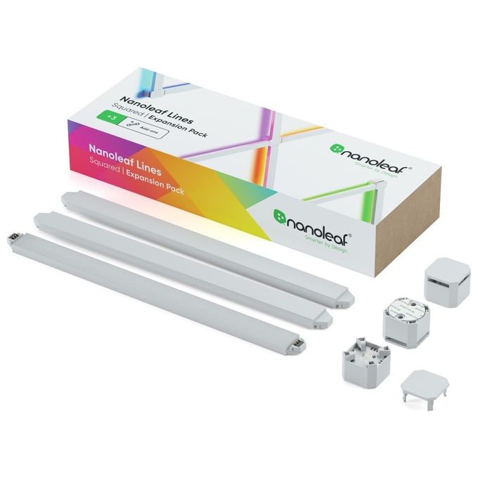 NANOLEAF Lines 90 Degrees Expansion Pack, 3 Barre LED Aggiuntivi RGBW Smart Modulari - Applique da Parete Interno Modulari, Luci Led 16M Colori WiFi, Sincronia Musica e Monitor e Alexa