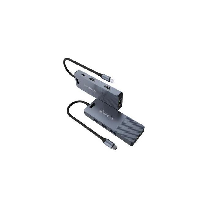 Atlantis Land A04-TC_DK48 Replicatore di Porte e Docking Station per Notebook Cablato Usb 3.2 Gen 1 Type-C Grigio