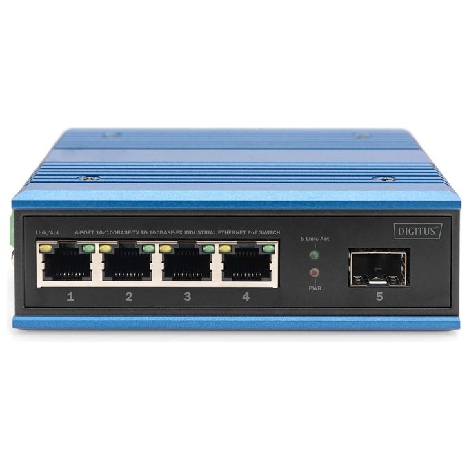 Digitus DN651131 Switch Poe di Rete Fast Ethernet a 4 Porte Industriale Non Gestito 1 Collegamento Sfp
