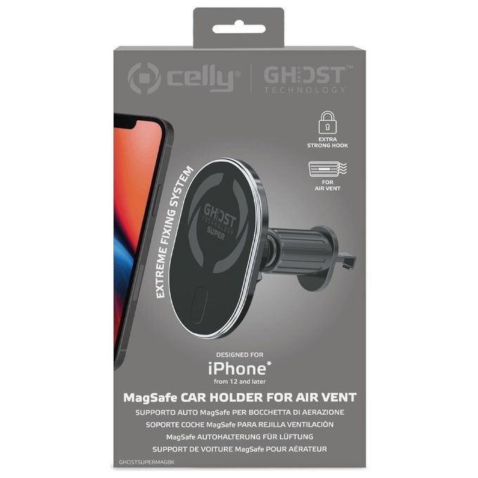 CELLY Ghost SuperMag Supporto Cellulare Auto con Magnete per una Posizione Stabile e Sicura Durante la Guida