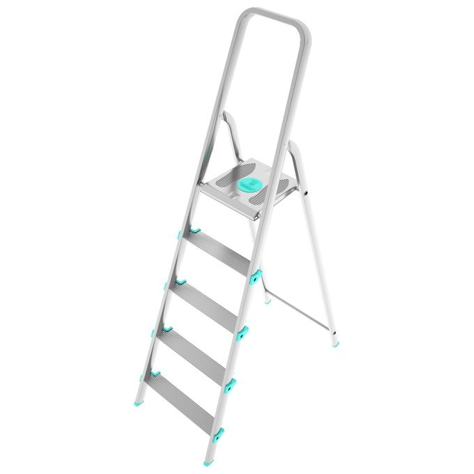 Colombo Scala LIBELLULA 5 gradini in alluminio con gradini antiscivolo piedini antiscivolo portata max 150kg EN131 Made in Italy