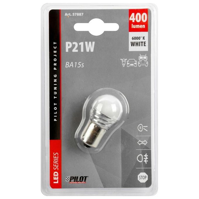 Pilot 10-30V Mega-Led 9 - 1 SMD x 9 chips - (P21W) - BA15s - 1 pz - Scatola - Bianco