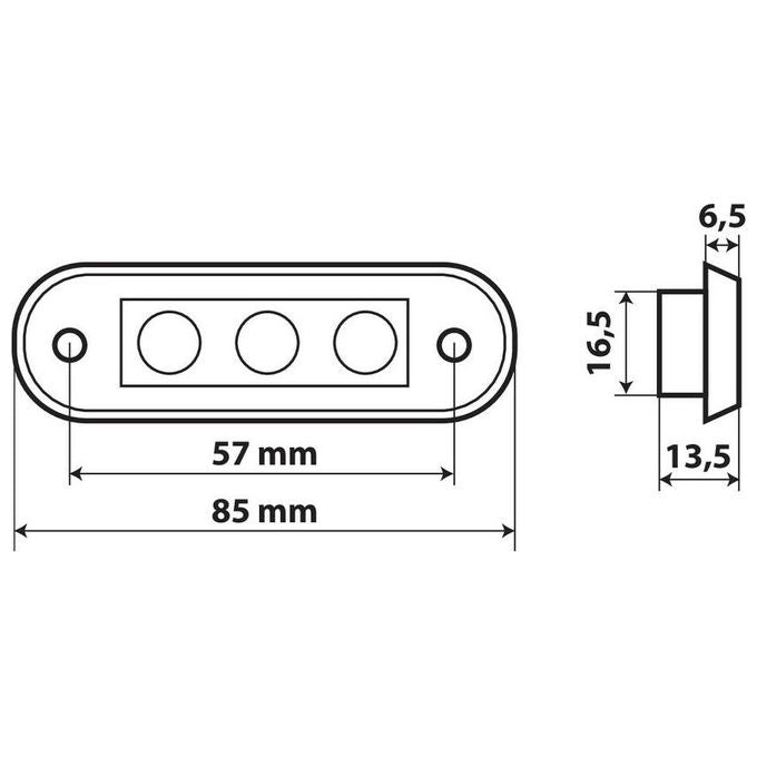 Lampa Set 20 pz, luce ingombro a 3 Led, montaggio ad incasso, 12-24V - Bianco