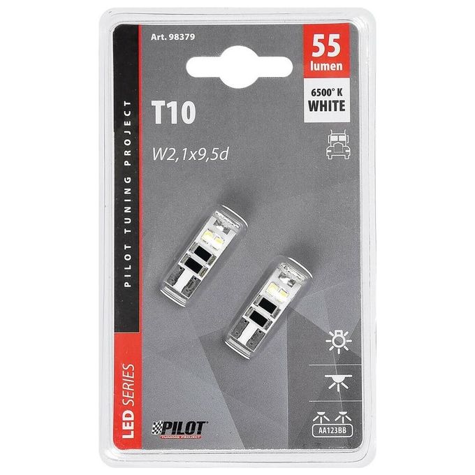 Lampa 24V Hyper-Led 24 Micro - 8 SMD x 3 chips - (T10) - W2.1x9.5d - 2 pz  - D-Blister - Bianco - Resistenza incorporata