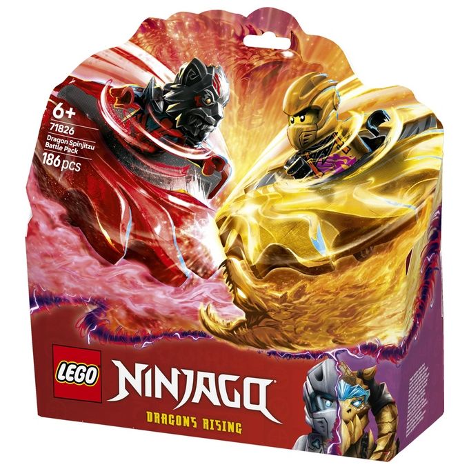LEGO NINJAGO Battle Pack Draghi dello Spinjitzu - 2 Trottole Giocattolo Tempio Costruibile Elementi di Potere e 2 Minifigure Giochi per Bambini e Bambine da 6 Anni da La Rivolta dei Draghi 71826