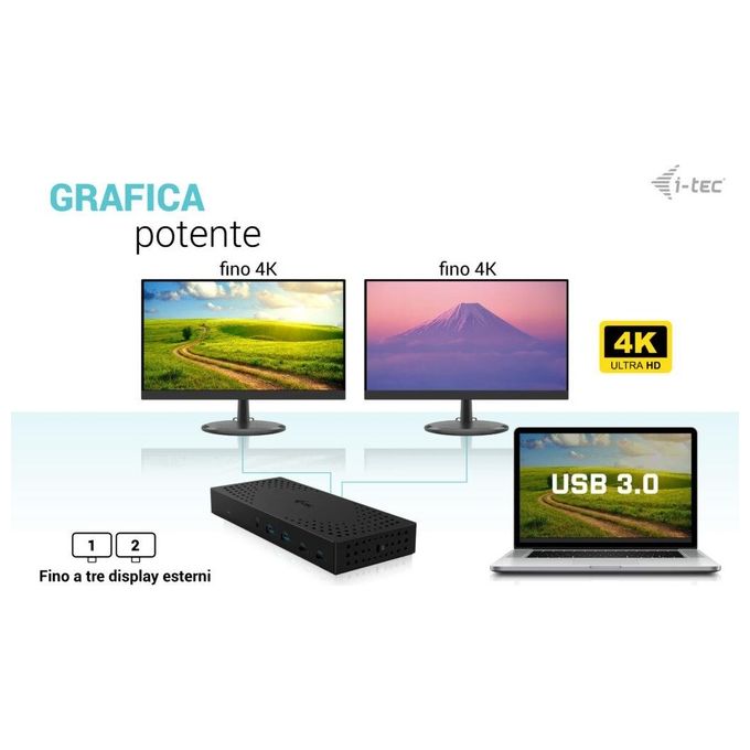 I-Tec USB 3.0 - USB-C - Thunderbolt 3x 4K Docking Station Gen 2  Power Delivery 100W