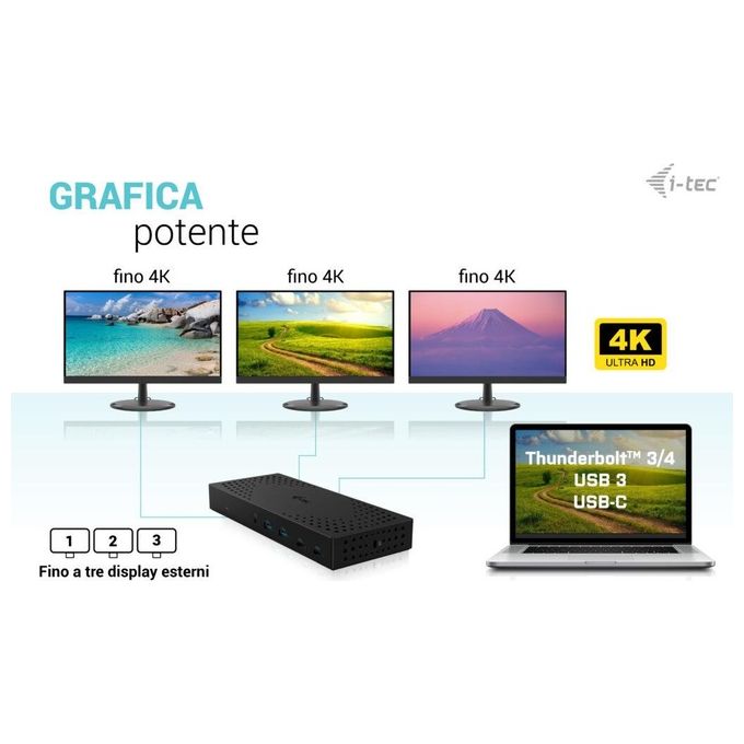 I-Tec USB 3.0 - USB-C - Thunderbolt 3x 4K Docking Station Gen 2  Power Delivery 100W