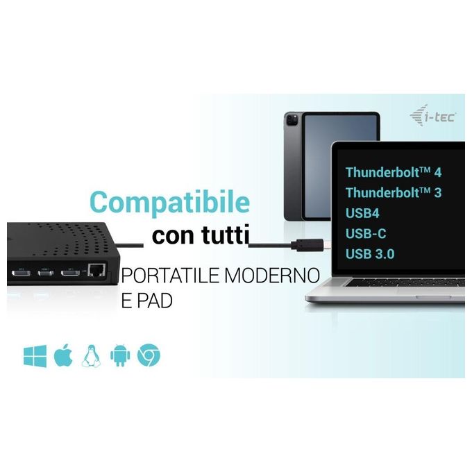 I-Tec USB 3.0 - USB-C - Thunderbolt 3x 4K Docking Station Gen 2  Power Delivery 100W
