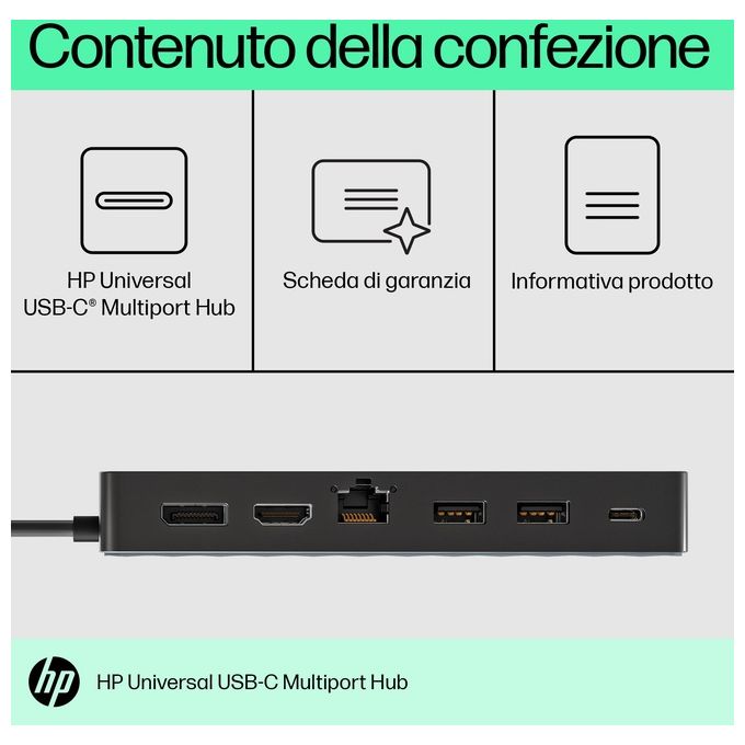 HP 50H55AA Hub di Interfaccia USB 3.2 Gen 2 Type-C Nero