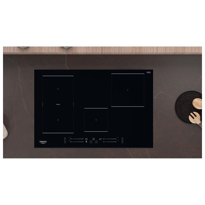 Hotpoint HS 3377C BF Piano Cottura ad Induzione 4 Zone Adattatore di Potenza Zona Flexi Duo 18 Livelli di Potenza Blocco Comandi 70 cm Nero
