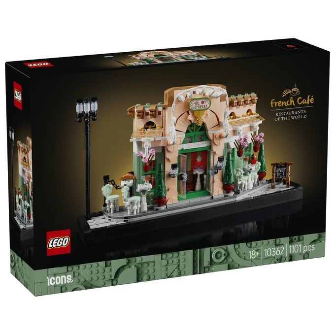 LEGO 10362 Icons Kit Modellismo Fai da Te per Adulti con Libreria Decorativa e Café Francese 1101 Pezzi colore Nero