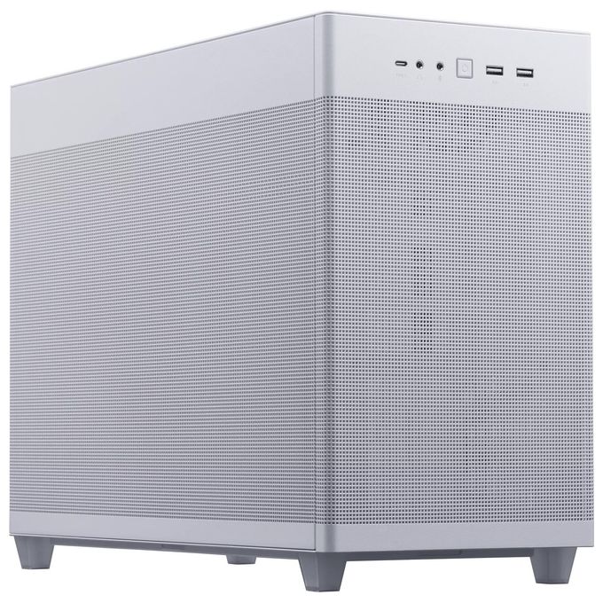 ASUS Prime AP201, case MicroATX, 33 litri, pannelli laterali tool-free e una mesh quasi filtrante, supporto per dissipatori da 360mm, schede grafiche lunghe fino a 338 mm e PSU ATX standard. Bianco