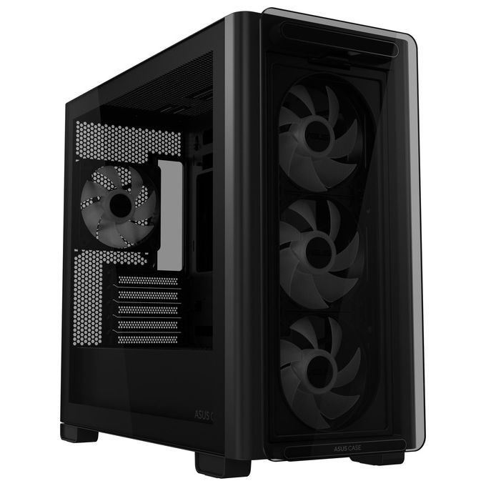 ASUS A23 PLUS TG ARGB BLACK Case Micro-ATX Supporto per Schede Madri con Connettori Nascosti Radiatori da 360 mm e Schede Grafiche da 380 mm 4 Ventole ARGB Preinstallate Nero
