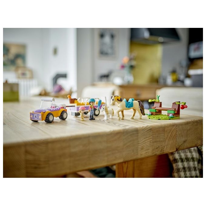 LEGO Friends 42634 Rimorchio con Cavallo e Pony, Giocattolo per la Cura degli Animali con 2 Mini Bamboline, Giochi Bambini 4+