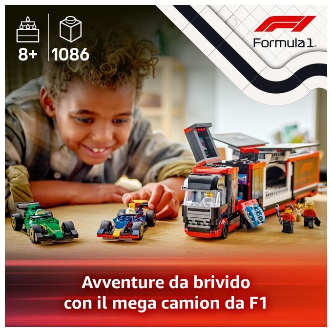 LEGO City Formula 1 Autotrasportatore F1 con monoposto RB20 e AMR24 F1 60445