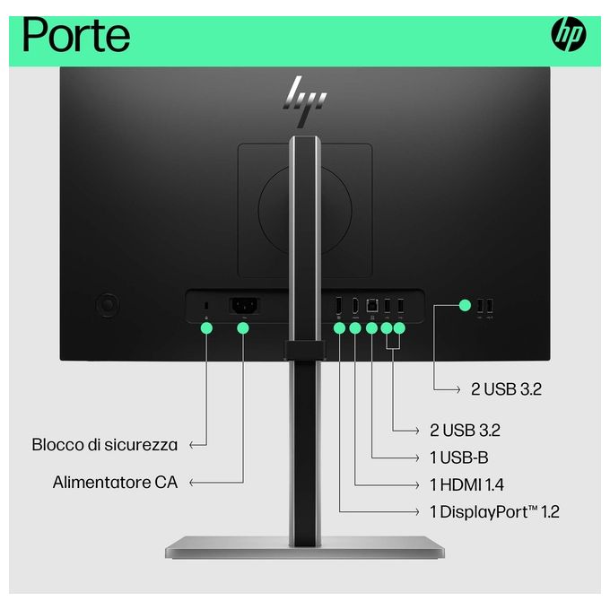 HP E-Series E22 G5 Monitor PC 21.5'' 1920x1080 Pixel Full HD LED Nero-Argento