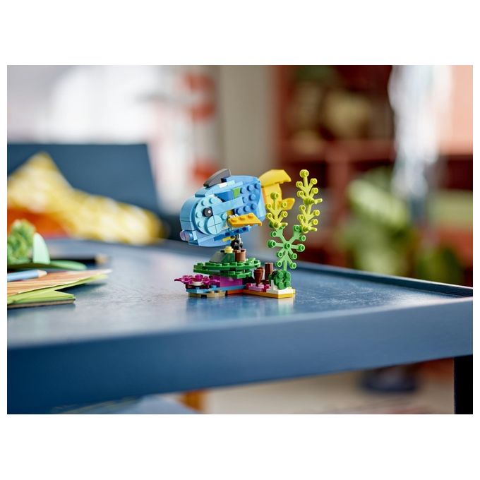 LEGO Creator 31136 Pappagallo Esotico 31136-LEGO Set 3 in 1 con Pesce e Rana Animali Giocattolo Giochi Creativi per Bambini da 7 Anni
