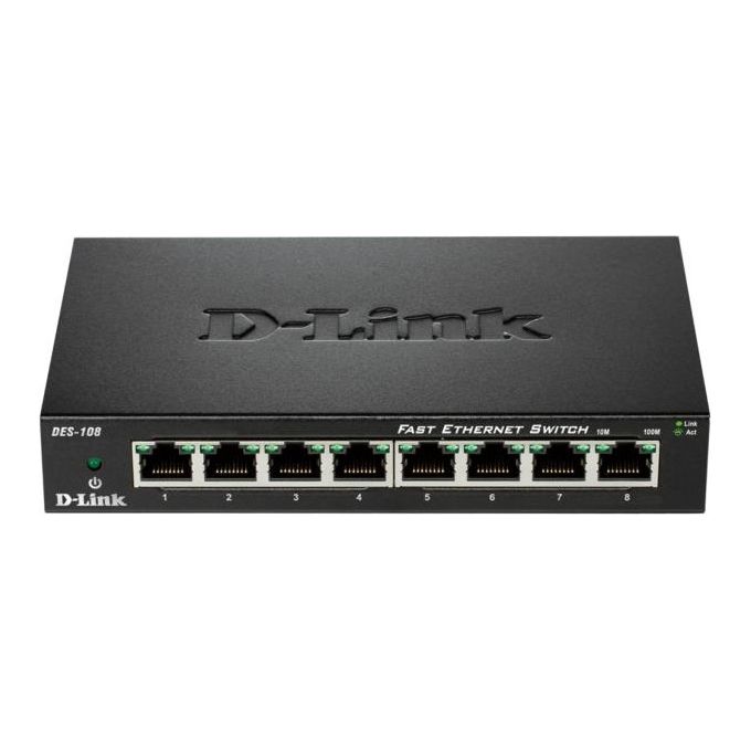 D-link 8-port 10-100 Metal Housing Desktop Switch