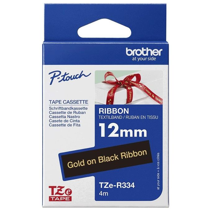 Brother Nastro Tessuto Oro su Nero 12mm