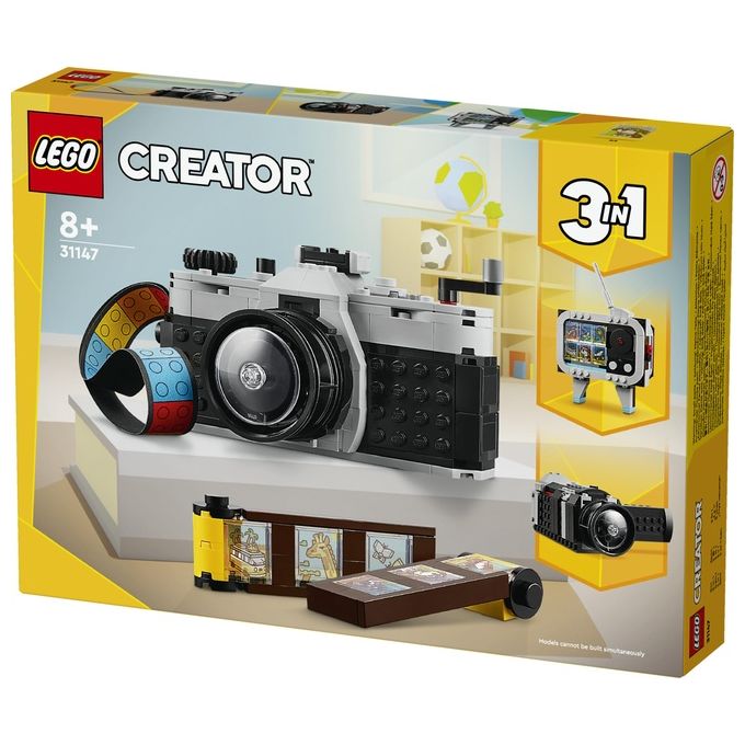 LEGO Creator 31147 3in1 Fotocamera Retro 31147-LEGO Giochi per Bambini 8+ Anni Macchina Fotografica Trasformabile in Videcamera o TV