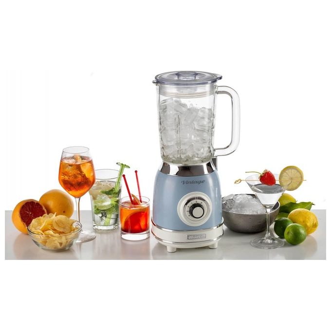 Ariete 583 Frullatore Vintage con Tazza in Vetro da 1.5 Litri 1000 Watt Celeste
