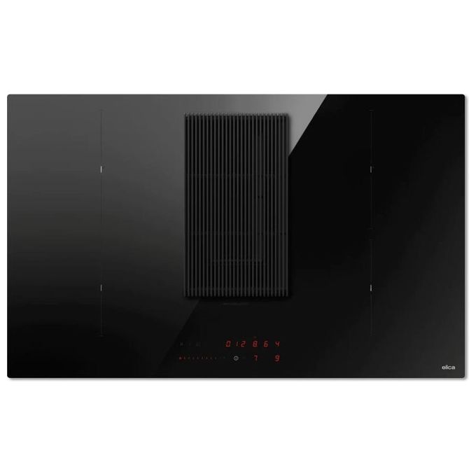 Elica NIKOLATESLA PRIME  Piano cottura aspirante a Induzione con cappa integrata 4 zone 83 cm Vetro Nero + Ghisa PRF0138475