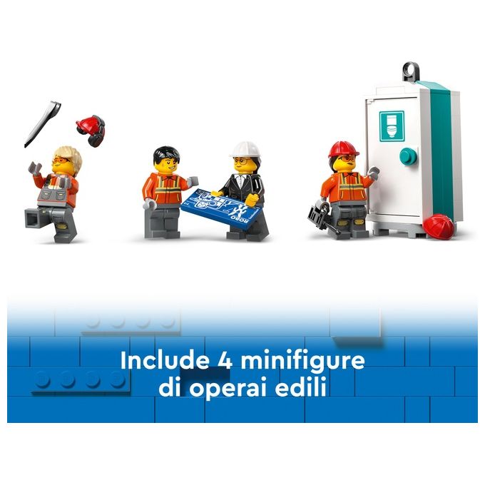 LEGO City Gru da Cantiere Mobile Gialla Giochi Creativi per Bambini e Bambine da 9 Anni con Veicolo Giocattolo da Cantiere con Funzioni Realistiche e 4 Minifigure Idea Regalo Divertente 60409